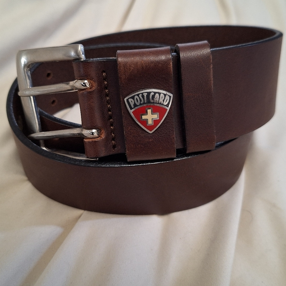 🇮🇹POSTCARD🇮🇹 Enamel Cross Crest, Dark Brown Leather Belt